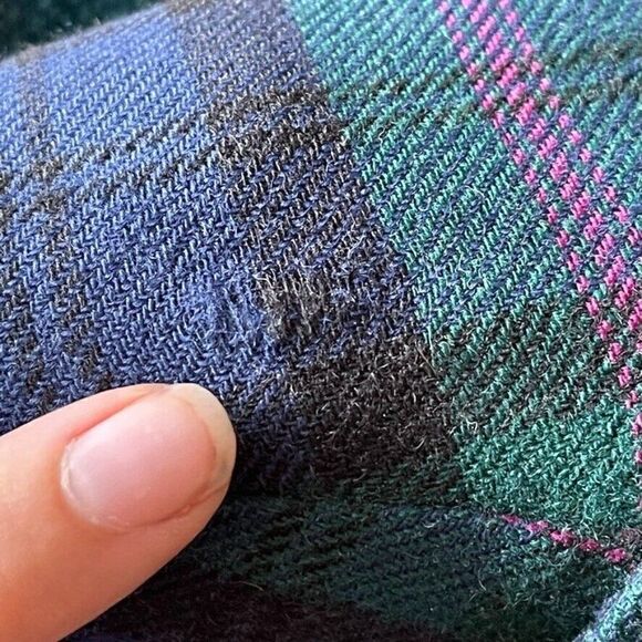 Vintage Womens 80s PBM Purple Green Camel Hair Double Breasted Blazer Plaid Sz M - Picture 5 of 12